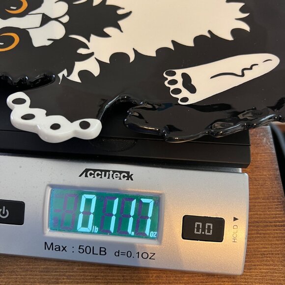 Cats by Nina Lyman Black White Ceramic Plate Platter Orange Eyes Laying on Back - Picture 11 of 11